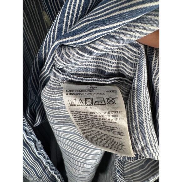 Gap Shirt Dress Women Small Long Sleeve Blue Striped Midi Coastal Vacation Summe - Picture 3 of 8